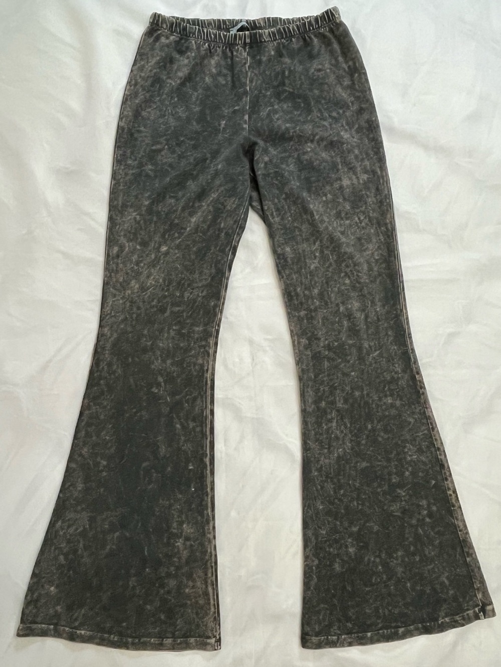 Chatoyant Mineral Acid Wash Olive Green / Tan Stretchy Flare Yoga Pants Size M